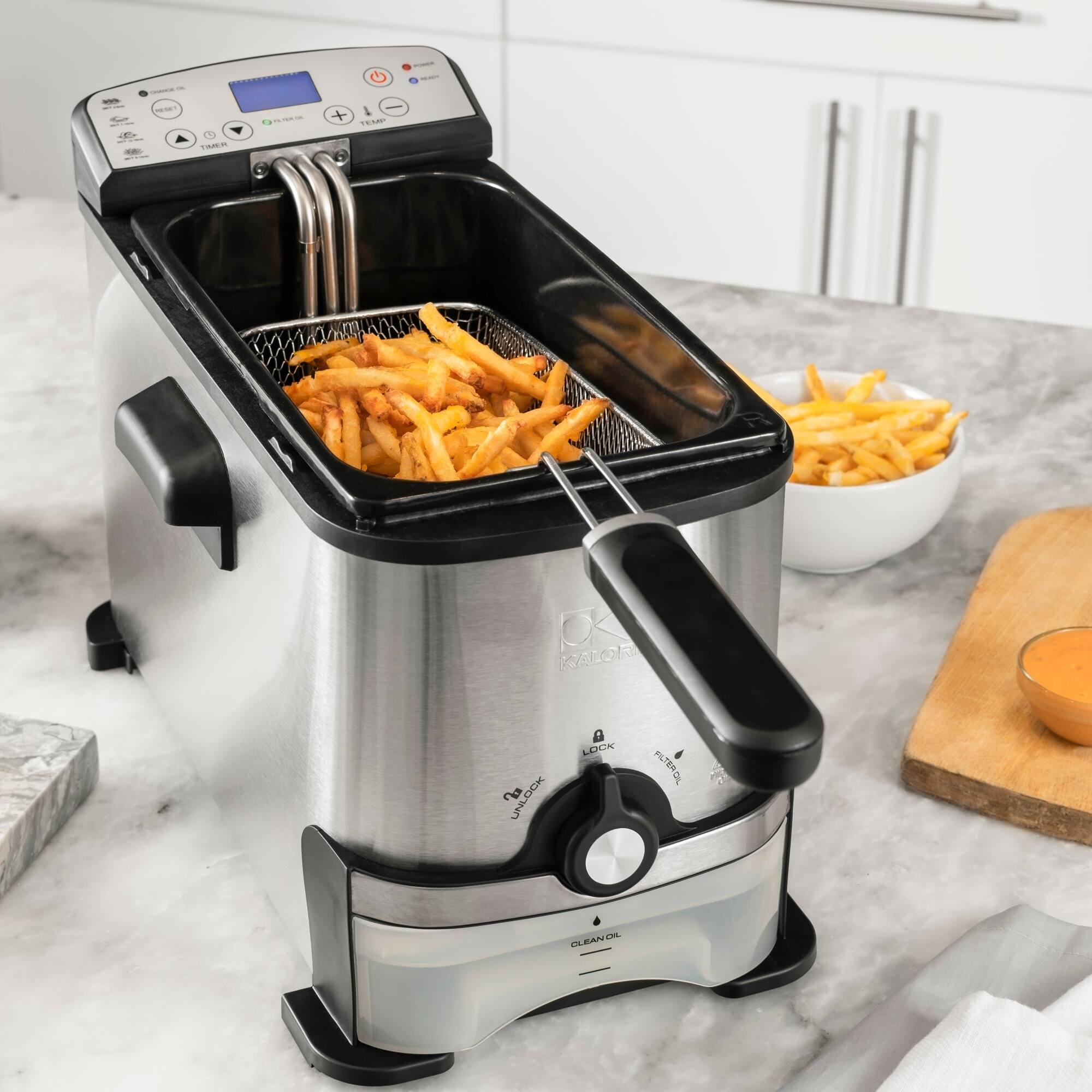 Kalorik 3.2 Quart Digital Deep Fryer with Oil Filtration Bed Bath