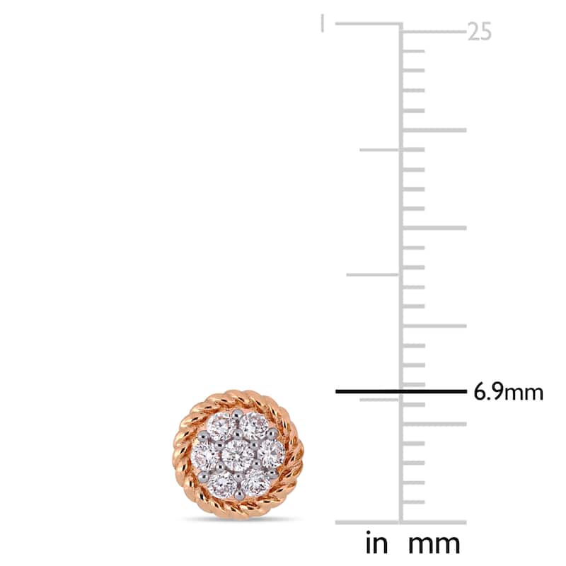 Miadora 14k Rose Gold 1/4ct TDW Diamond Flower Cluster Circular Stud Earrings
