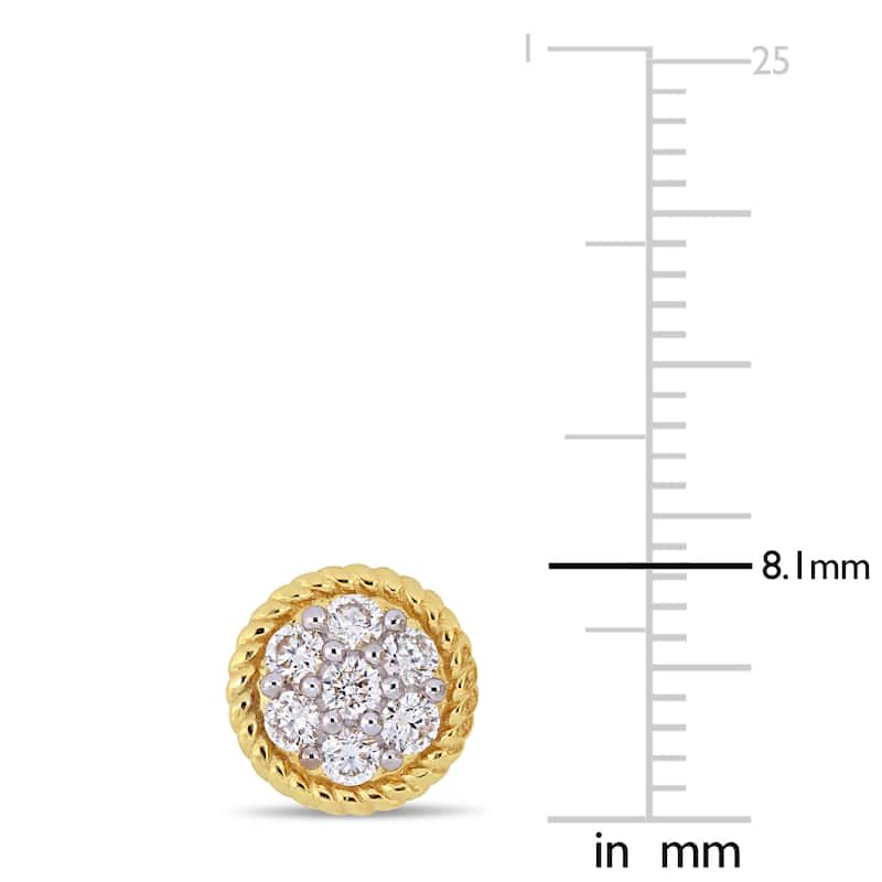 Miadora 14k Yellow Gold 1/2ct TDW Diamond Flower Cluster Circular Stud Earrings