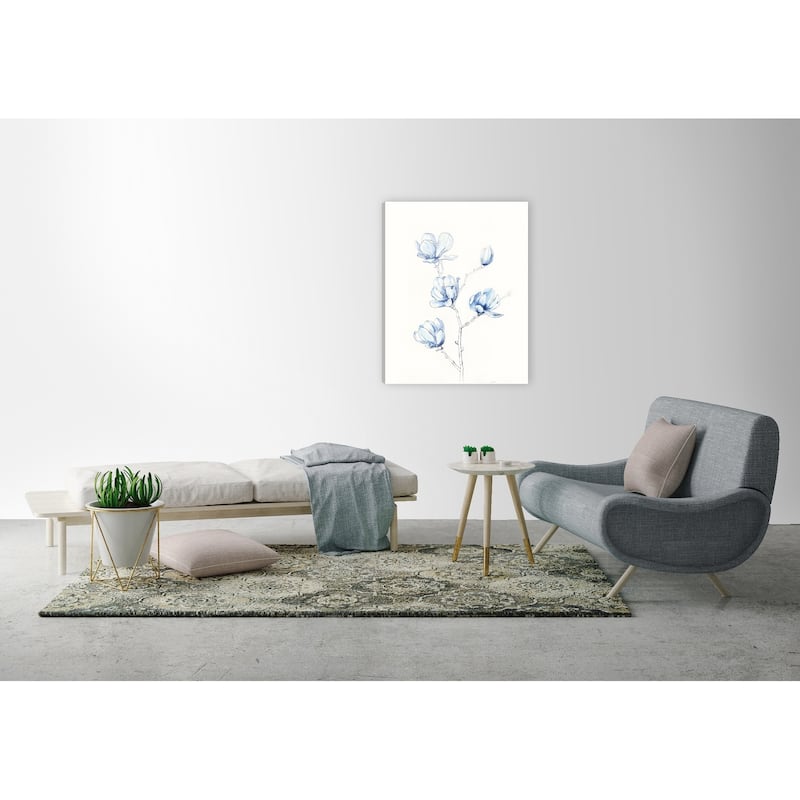 ArtMaison Canada,Floral, Summer Blue Bloom II Giclee Gallery Wrapped Canvas Wall Art Décor|Modern Décor for Home, Office|24X30