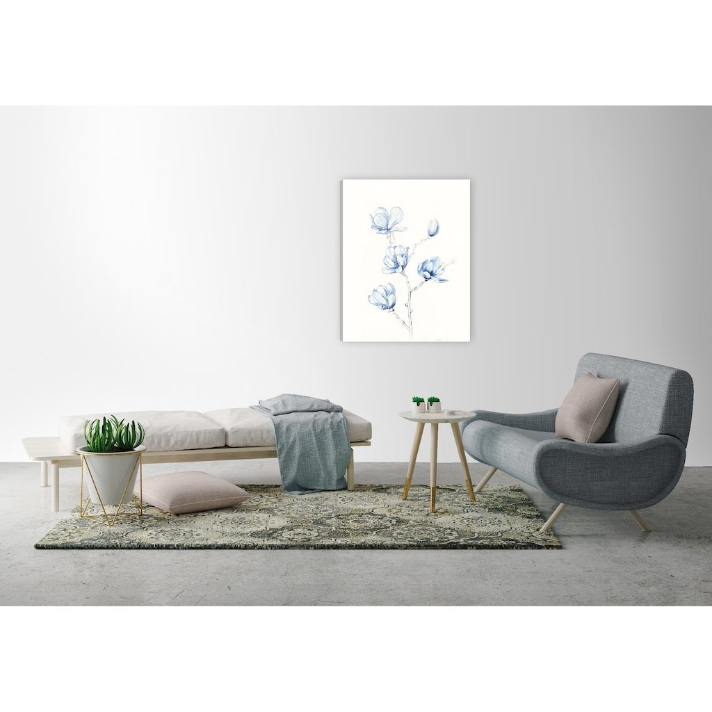 ArtMaison Canada,Floral, Summer Blue Bloom II Giclee Gallery Wrapped Canvas Wall Art Décor|Modern Décor for Home, Office|24X30