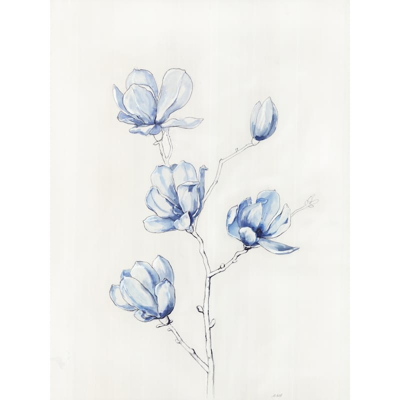 ArtMaison Canada,Floral, Summer Blue Bloom II Giclee Gallery Wrapped Canvas Wall Art Décor|Modern Décor for Home, Office|24X30