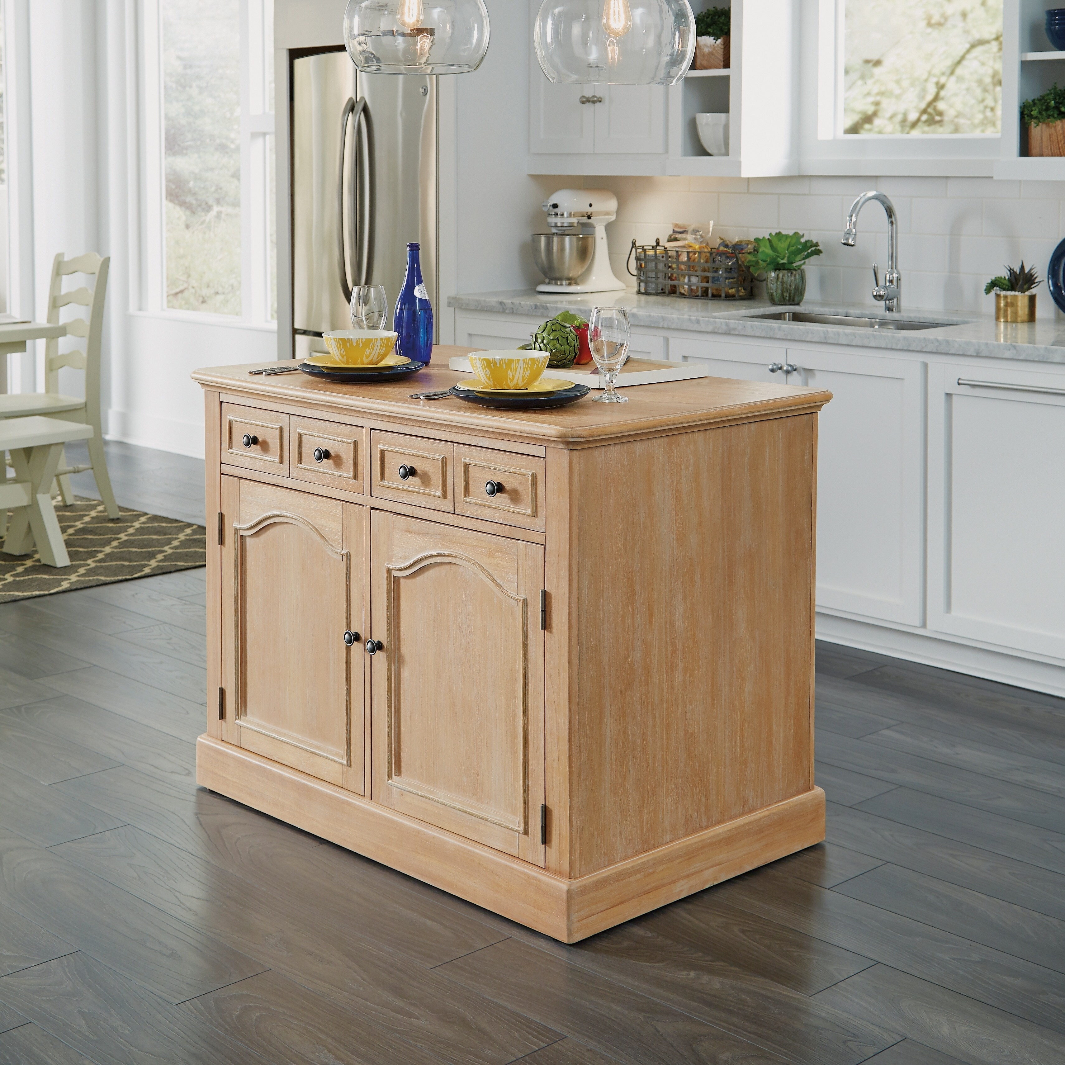 Shop Cambridge White Washed Wood Kitchen Island On Sale