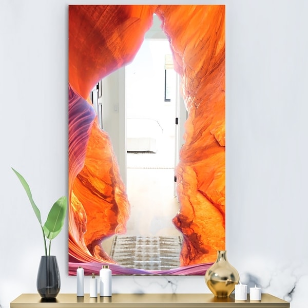 Designart 'Blue Sky In Antelope Canyon' Modern Mirror - Contemporary Large Wall Mirror - Multi