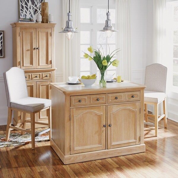 Shop Cambridge Kitchen Island with Quartz Inset Top & Two ...