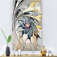 Designart 'White Stained Glass Floral Art' Modern and Mirror - Accent Mirror - White