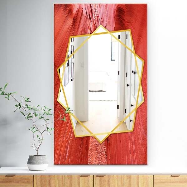 Designart 'Grand Escalante National Park Canyon Sandstone' Traditional Mirror - Frameless Wall Mirror - Brown