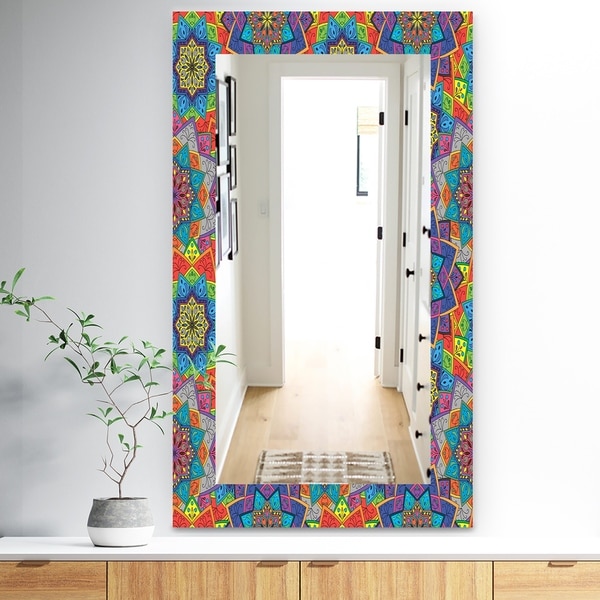 Shop Designart 'Colored Indian Ornament' Bohemian and Eclectic Mirror ...