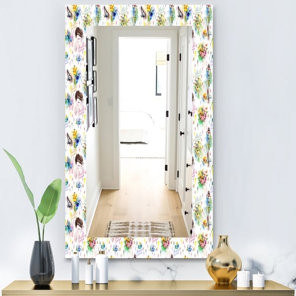Designart 'Beauty and Fashion Pattern' Modern Mirror - Frameless Wall Mirror - White