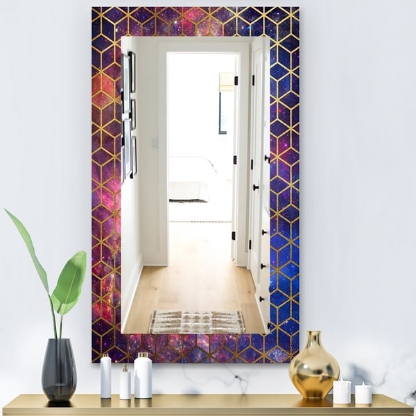 Designart 'Capital Gold Honeycomb 8' Modern Mirror - Frameless Vanity Mirror