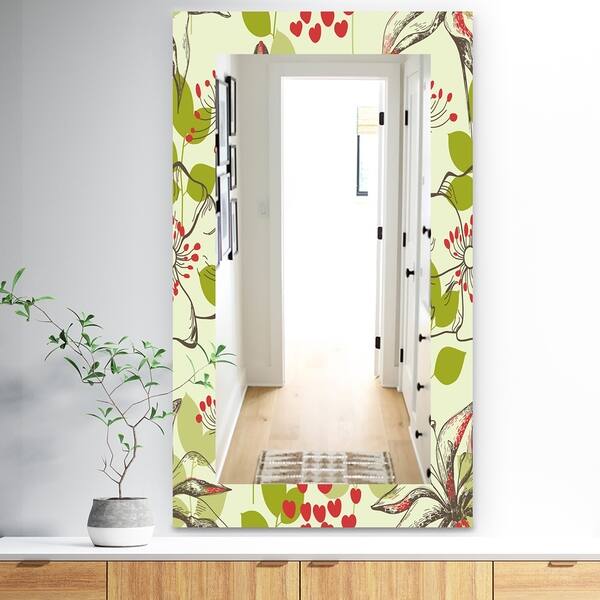 Shop Designart Small Bird And Lilies And Little Hearts Traditional Mirror Frameless Vanity Mirror On Sale Overstock 28022161