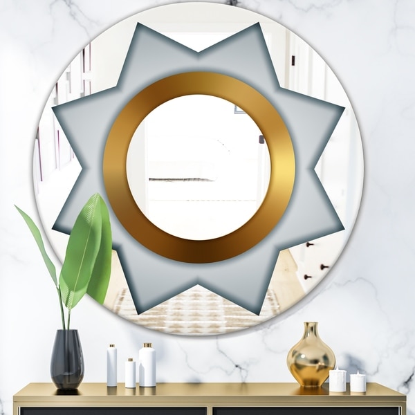 Designart 'Silver Star' Glam Mirror - Oval or Round Wall Mirror - Grey