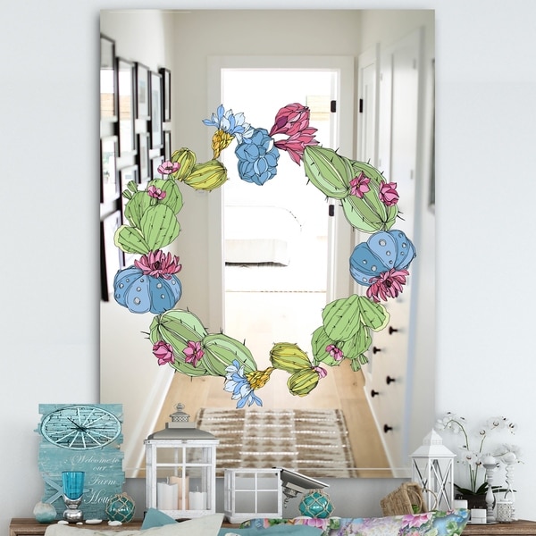 Designart 'Cactus 1' Farmhouse Mirror - Wall Mirror - Green