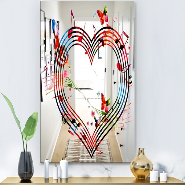 Designart 'Music Notes V' Modern Mirror - Contemporary Large Wall Mirror - Multi