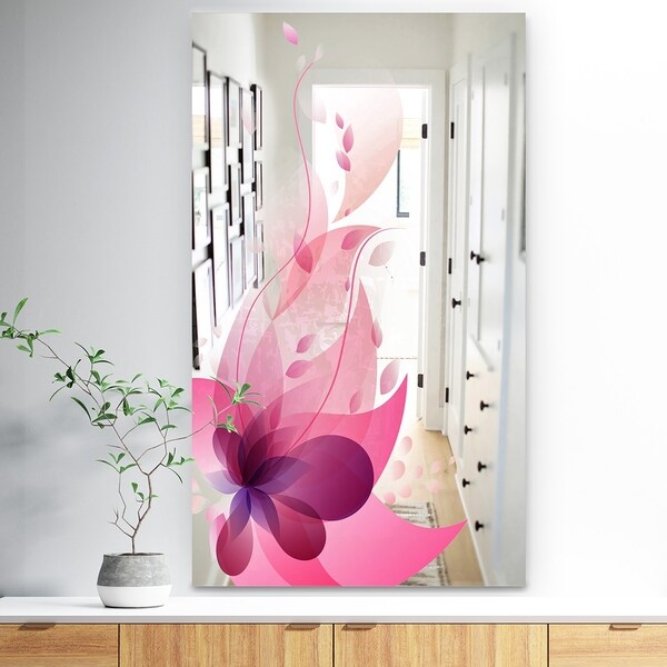 Designart 'Pink Blossom' Traditional Mirror - Print on Mirror - Pink