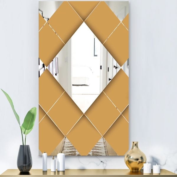 Designart 'Flipped Squares' Modern Mirror - Wall Mirror - Gold