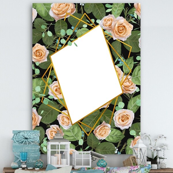Designart 'Elementary Botanicals 10' Cabin and Lodge Mirror - Large Wall Mirror - Green
