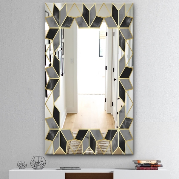 Designart 'Capital Gold Sleek 19' Mid-Century Mirror - Wall Mirror - Black