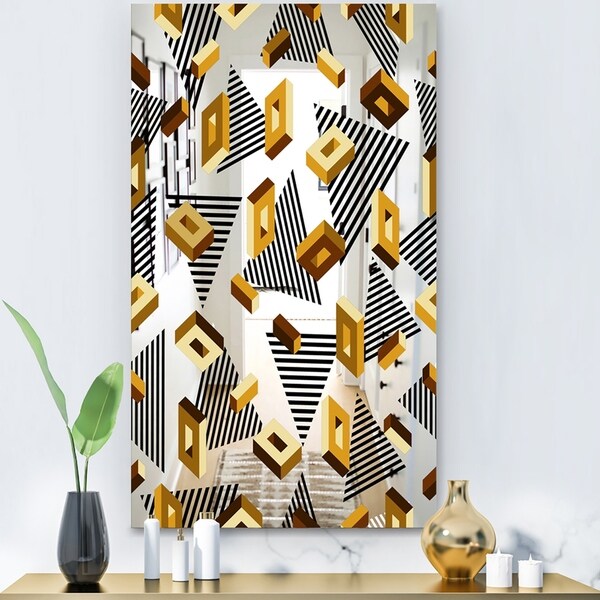Designart 'Capital Gold Lively 4' Glam Mirror - Modern Accent Mirror - Black