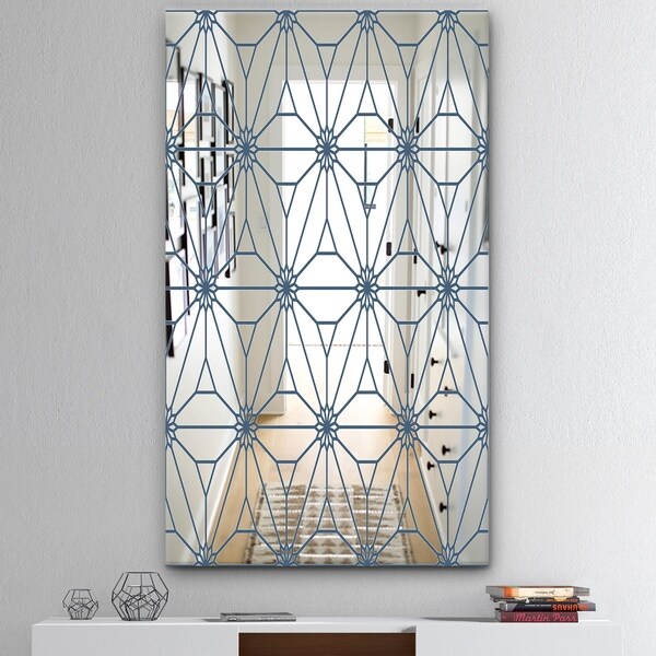 Designart 'Blue Illusion' Mid-Century Mirror - Wall Mirror - Blue