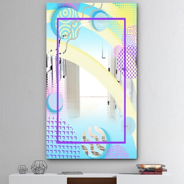 Designart 'Spacy Dimensions 7' Mid-Century Mirror - Large Wall Mirror - Blue