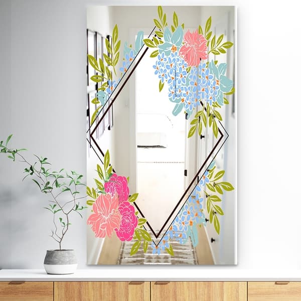 Shop Designart Garland Sweet 31 Traditional Mirror Wall Mirror Green On Sale Free Shipping Today Overstock 28022345