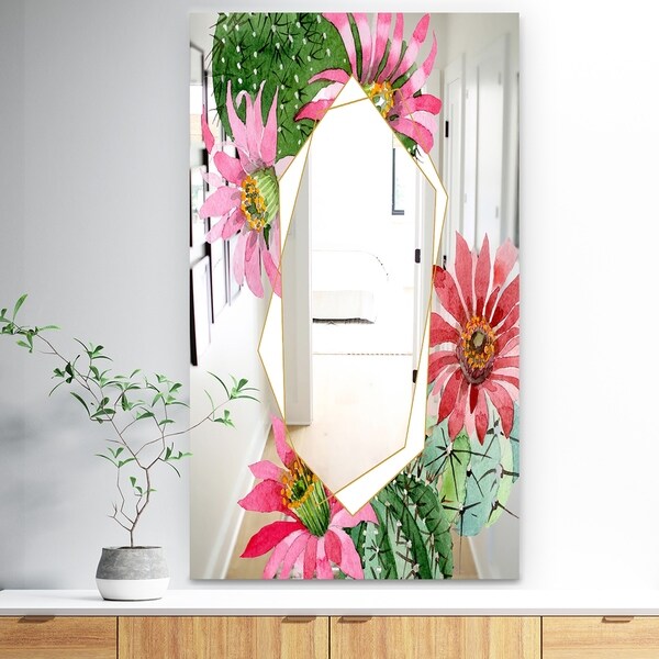 Designart 'Garland Sweet 17' Traditional Mirror - Wall Mirror - Red