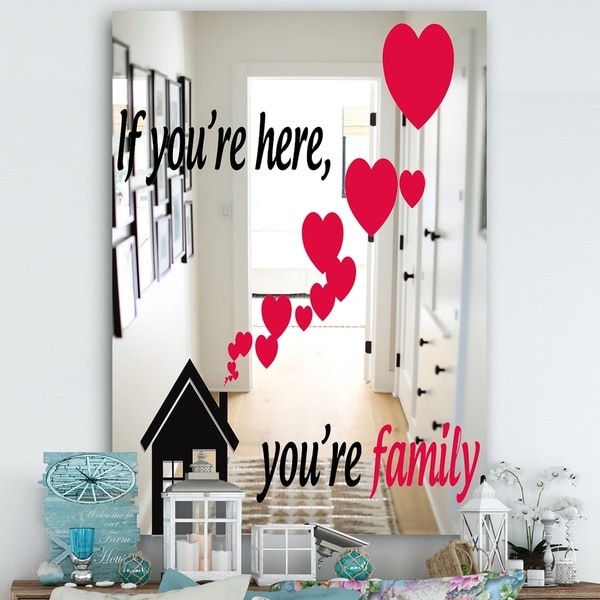 Designart 'If You Are Here You Are Family' Cabin and Lodge Mirror - Large Wall Mirror - Multi