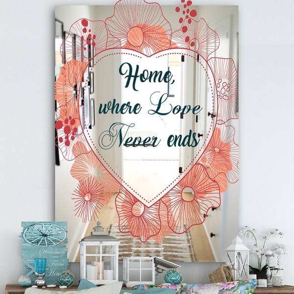 Designart 'Home Where Lover Never Ends V' Cabin and Lodge Mirror - Wall Mirror - Multi