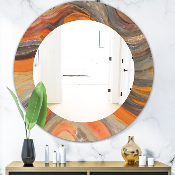 Shop Designart 'Abstract Gilded Orange Waves' Modern Mirror - Frameless ...