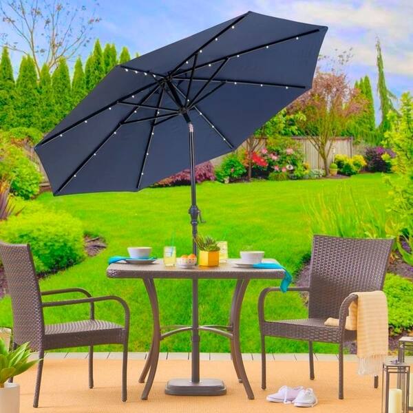 Shop Sun Ray 9 Round 8rib Aluminum Solar Umbrella Navy Overstock 28022488
