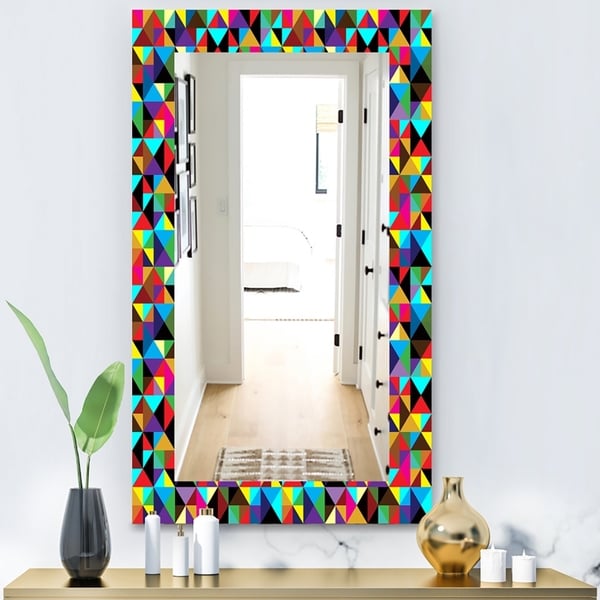 Designart 'Triangular Colourfields 1' Modern Mirror - Frameless Wall Mirror - Multi