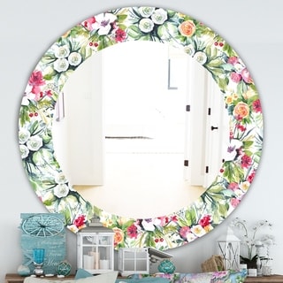 Design Artdesignart Pink Blossom 2 Traditional Mirror Frameless Oval Or Round Wall Mirror 39 4 In Wide X 39 4 In High White Dailymail