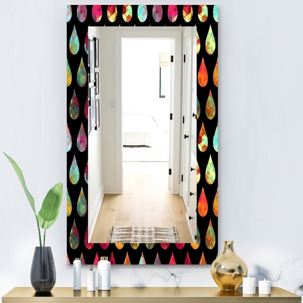 Designart 'Obsidian Impressions 8' Modern Mirror - Frameless Vanity Mirror - Red