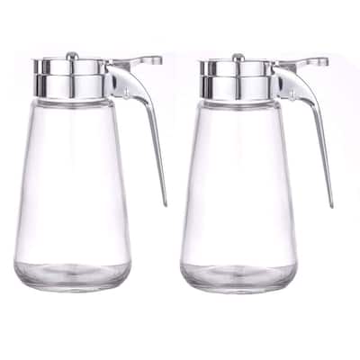 Set of 2 Honey/Cream/Sugar/Syrup Glass Dispensers with Retracting Spout Restaurant Pancake House Style with 10 oz