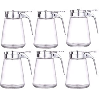 Restaurantware Vetri 6 oz Glass Sugar Dispenser - with Pouring Spout, Black Lid - 1 3/4 inch x 1 3/4 inch x 5 3/4 inch - 1 Count Box, Clear