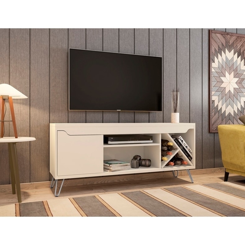 Baxter Mid Century- Modern 53.54 In. Wine Rack Media Cabinet Console