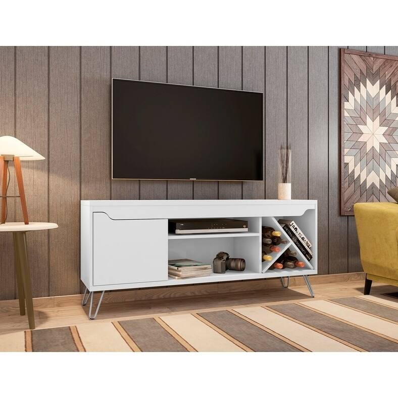Baxter Mid Century- Modern 53.54 In. Wine Rack Media Cabinet Console