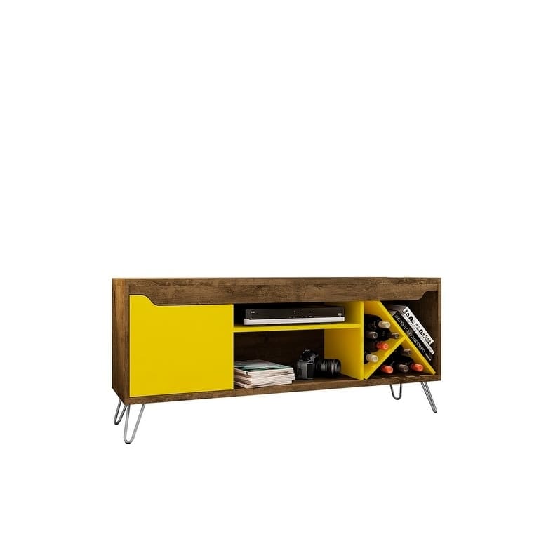 Baxter Mid Century- Modern 53.54 In. Wine Rack Media Cabinet Console