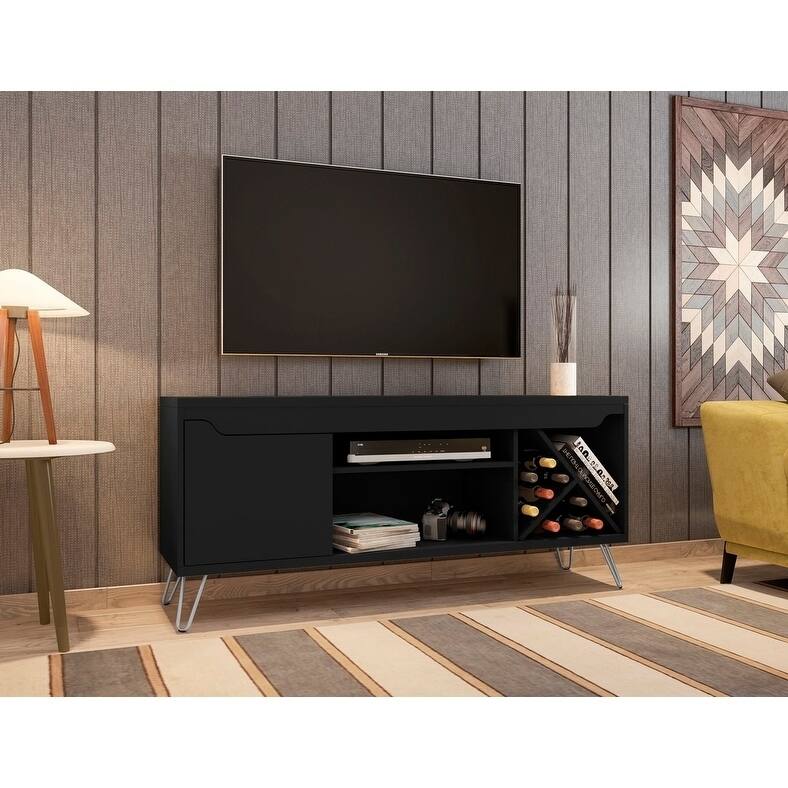 Baxter Mid Century- Modern 53.54 In. Wine Rack Media Cabinet Console