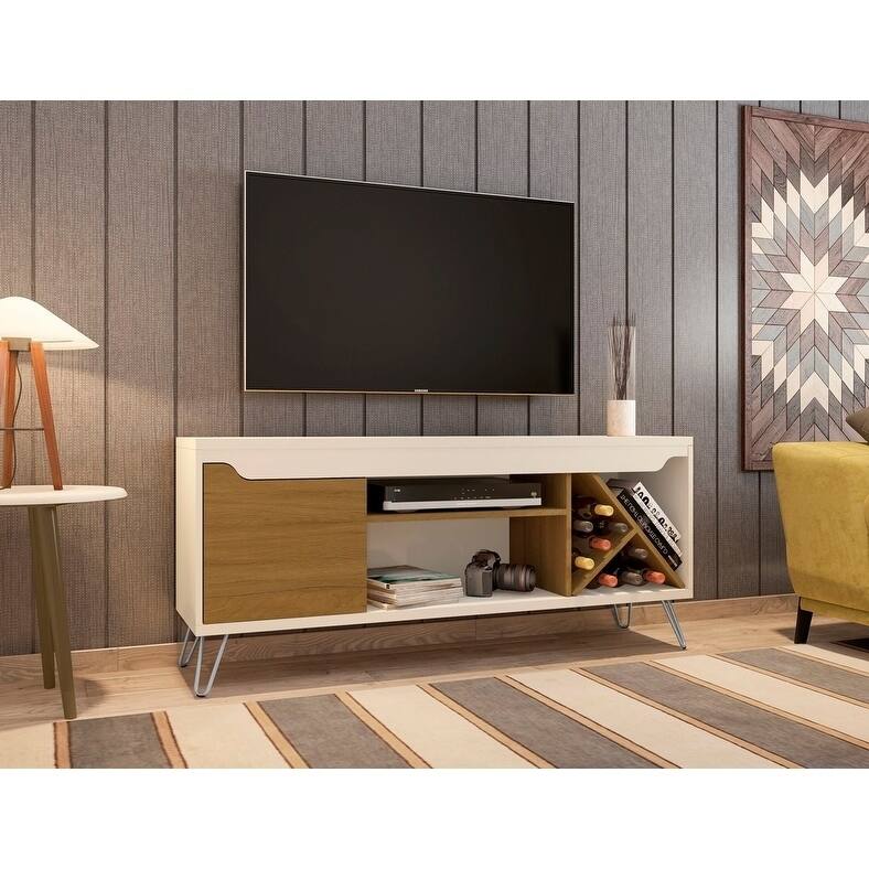 Baxter Mid Century- Modern 53.54 In. Wine Rack Media Cabinet Console