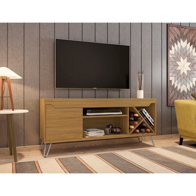 Baxter Mid Century- Modern 53.54 In. Wine Rack Media Cabinet Console