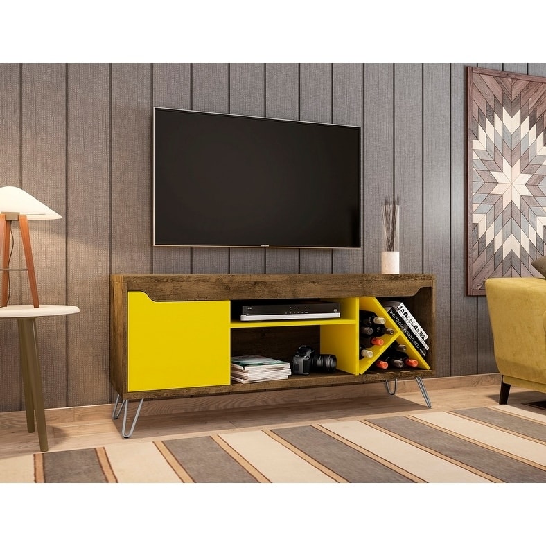 Baxter Mid Century- Modern 53.54 In. Wine Rack Media Cabinet Console