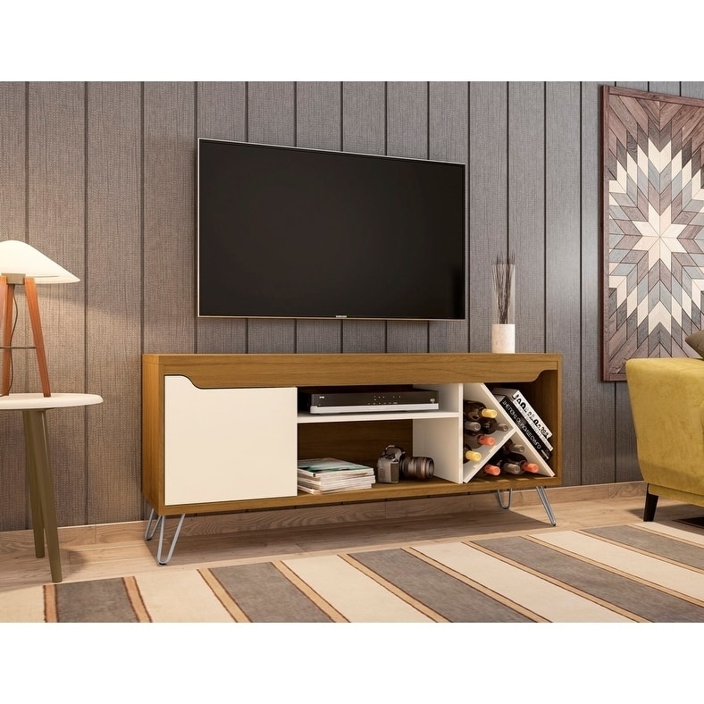 Baxter Mid Century- Modern 53.54 In. Wine Rack Media Cabinet Console