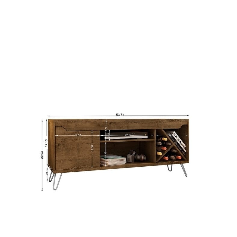 Baxter Mid Century- Modern 53.54 In. Wine Rack Media Cabinet Console