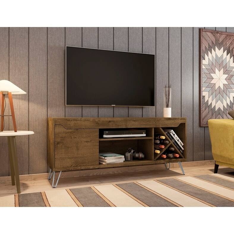 Baxter Mid Century- Modern 53.54 In. Wine Rack Media Cabinet Console