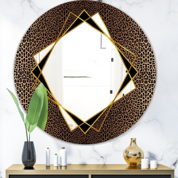 Designart 'Leopard 6' Glam Mirror - Round Wall Mirror - Gold