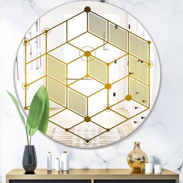 Designart 'Capital Gold' Glam Mirror - Oval or Round Wall Mirror - Gold