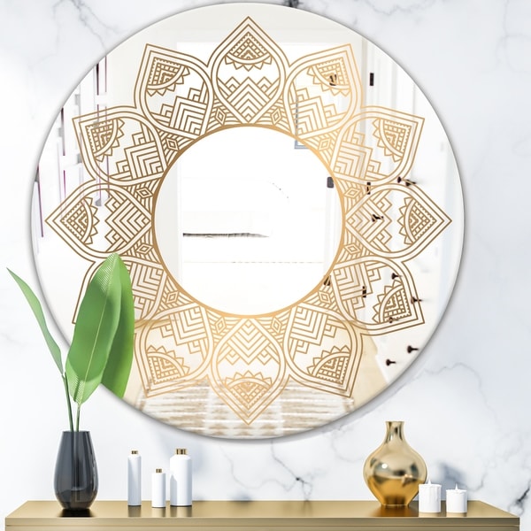 Shop Designart 'Luxury Light Mandala' Glam Mirror - Oval or Round ...