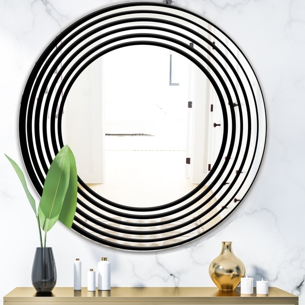 Designart 'Abstract Spiral' Modern Mirror - Oval or Round Wall Mirror - Black